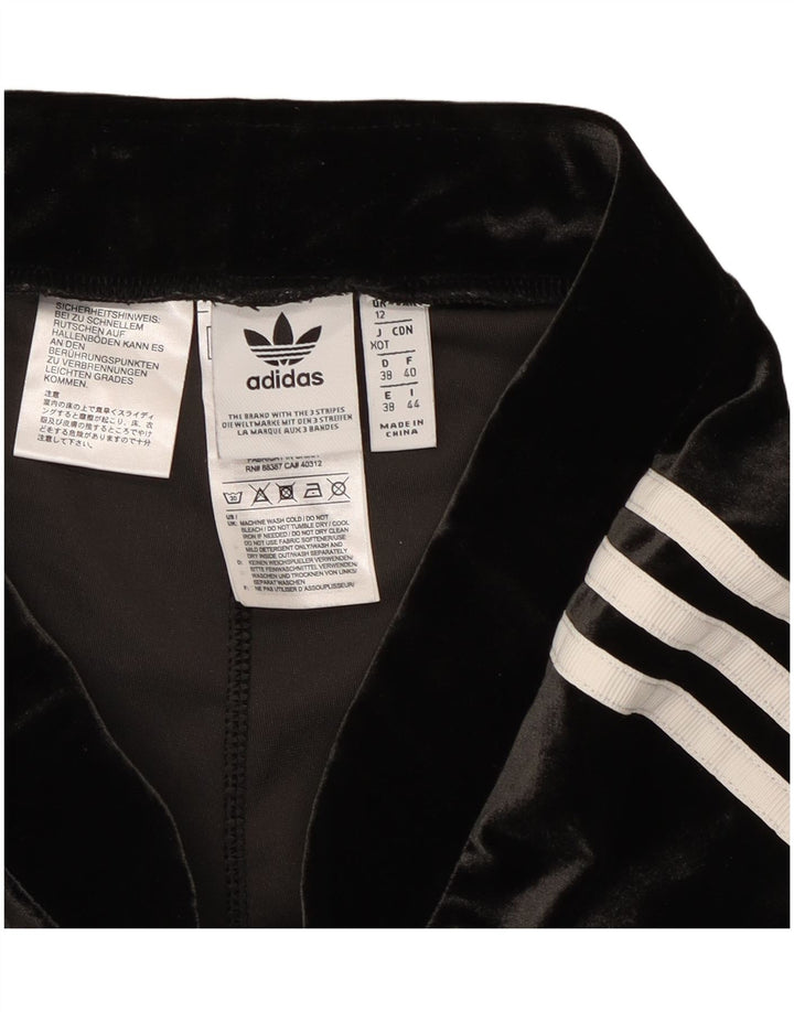 Adidas Mulheres Velour Leggings UK 12 Médio Preto Poliéster