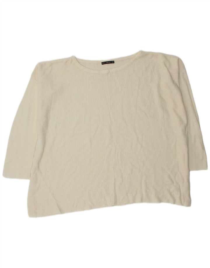 Zara Suéter feminino oversized com gola canoa Reino Unido 14 Médio Off White