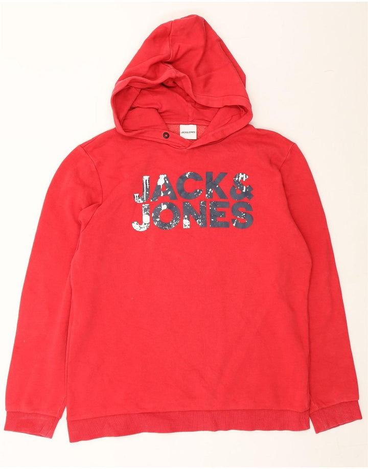 JACK & JONES Mens Graphic Hoodie Jumper XL Red Cotton Vintage Jack & Jones and Second-Hand Jack & Jones from Messina Hembry 