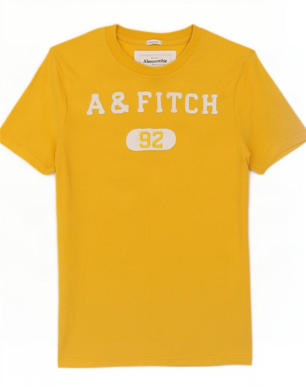 Camiseta masculina com estampa muscular Abercrombie & Fitch Top XL de algodão amarelo