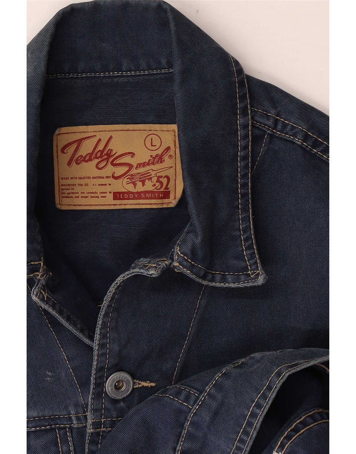 Colete jeans feminino Teddy Smith UK 14 grande azul marinho