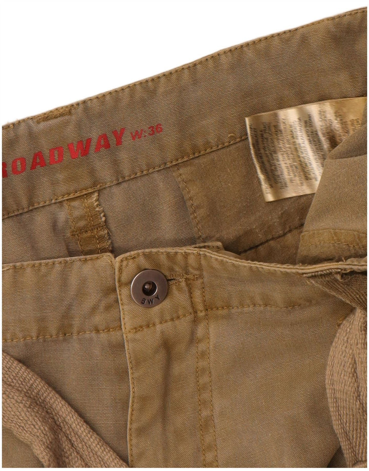Shorts cargo masculino Broadway W36 grande algodão cáqui