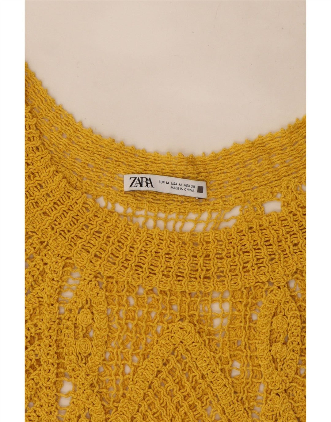 Zara Womens Crop Crochet Vest Top Reino Unido 12 Médio Amarelo