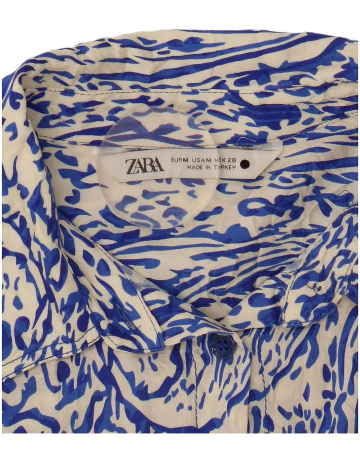 Camisa feminina Zara Reino Unido 14 Paisley azul médio