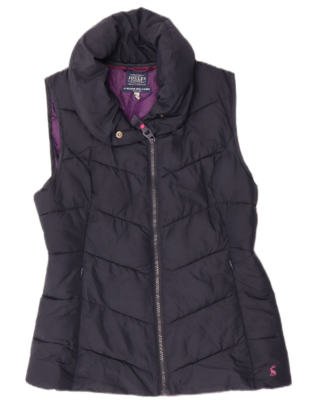 Joules Womens Gilet acolchoado UK 10 pequeno poliéster azul marinho
