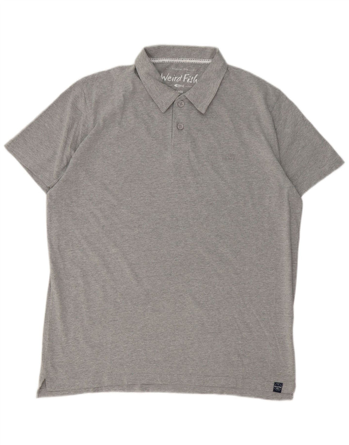 Camisa polo masculina Weird Fish grande algodão cinza