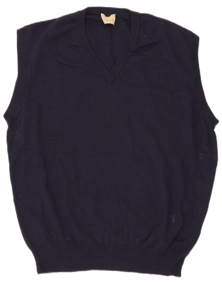 Trussardi Mens Colete Regata Grande Lã Merino Azul Marinho