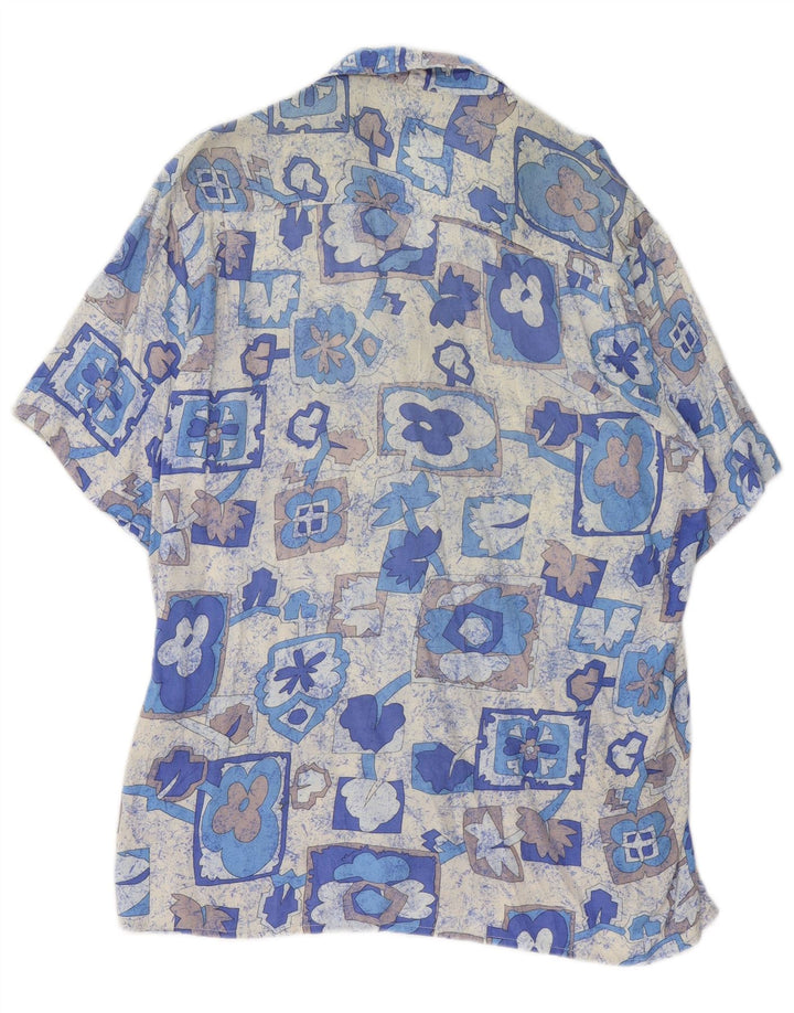 Camisa masculina STEFANEL manga curta azul médio patchwork viscose