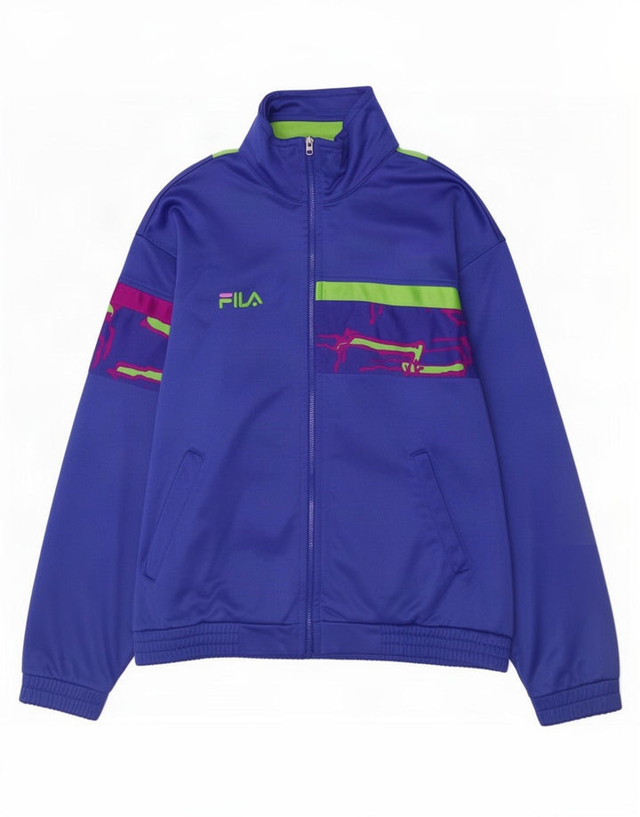 Jaqueta Fila Meninos Treino Top 11-12 Anos Azul Colourblock Triacetato