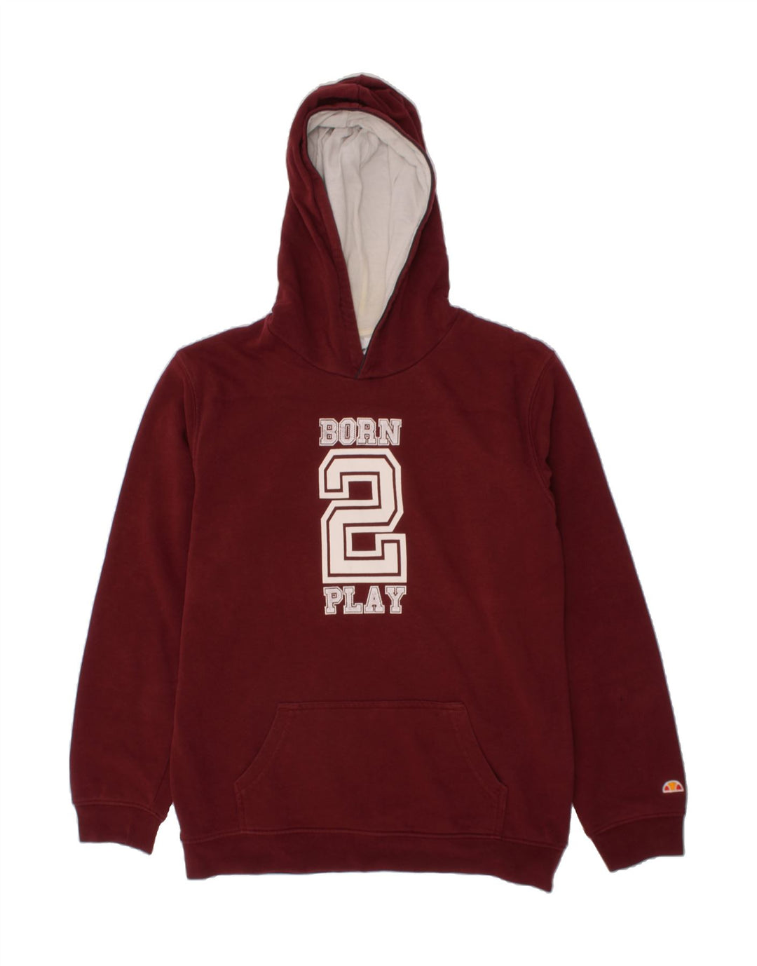 ELLESSE Boys Graphic Hoodie Jumper 13-14 Years Burgundy Cotton Vintage Ellesse and Second-Hand Ellesse from Messina Hembry 