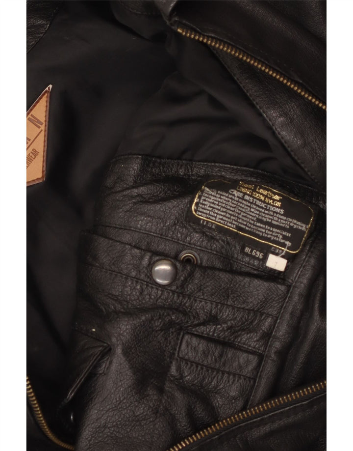 Jaqueta de couro masculina MILAN UK 40 grande couro preto