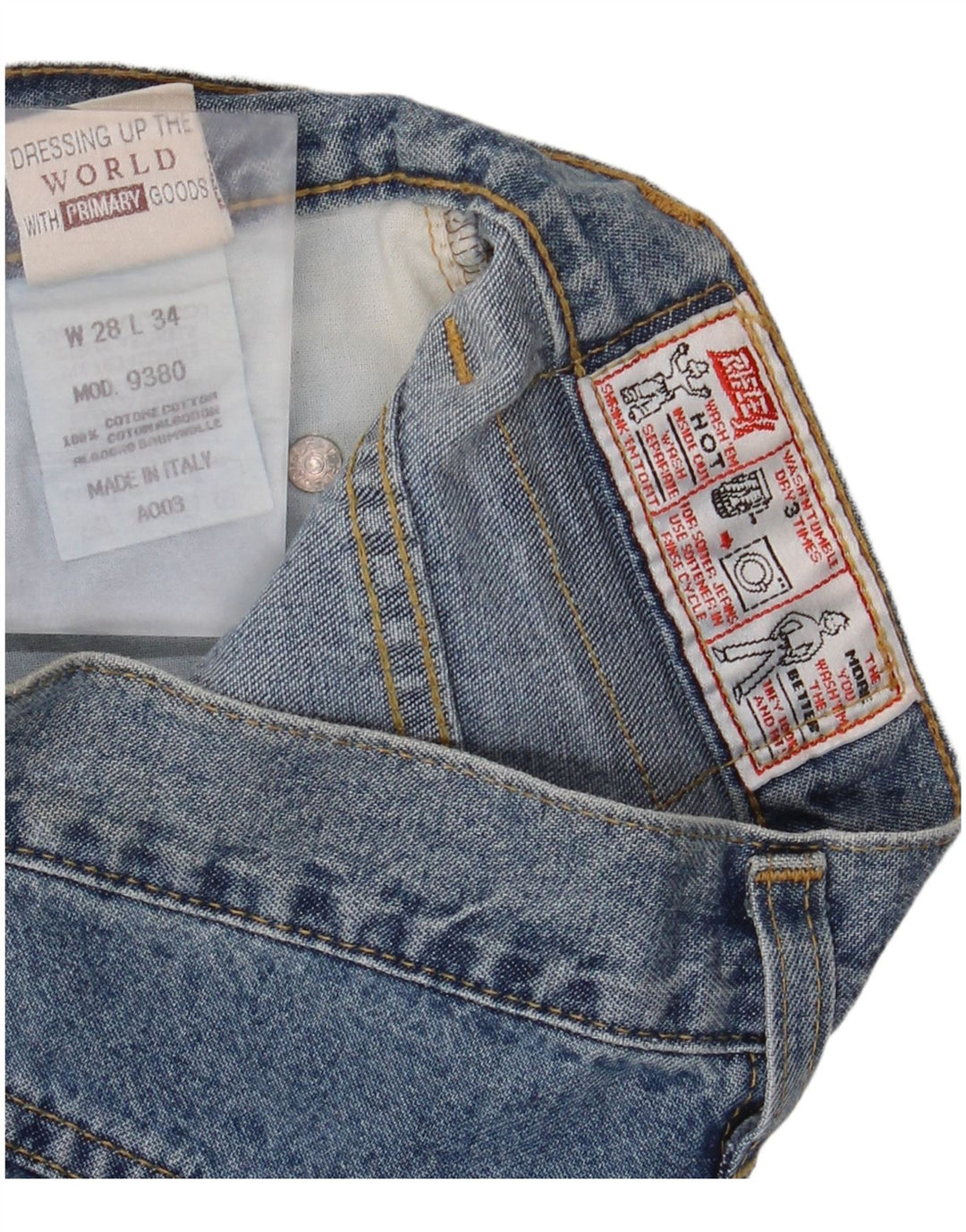 Rifle feminino jeans reto W28 L34 algodão azul