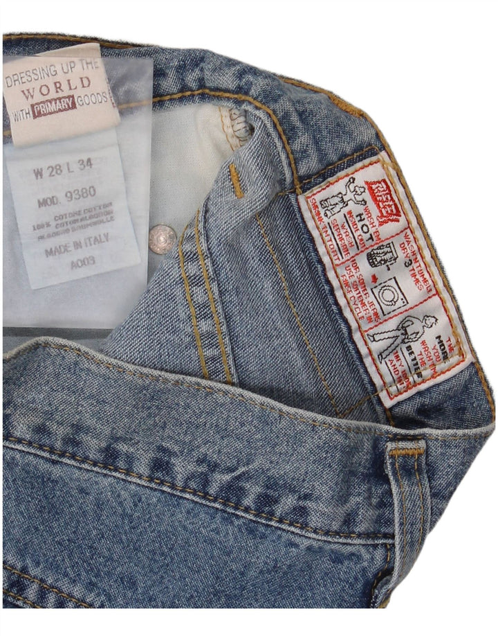 Rifle feminino jeans reto W28 L34 algodão azul