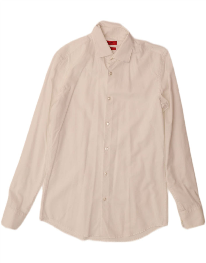 HUGO BOSS Camisa masculina slim fit tamanho 38 15 médio branco