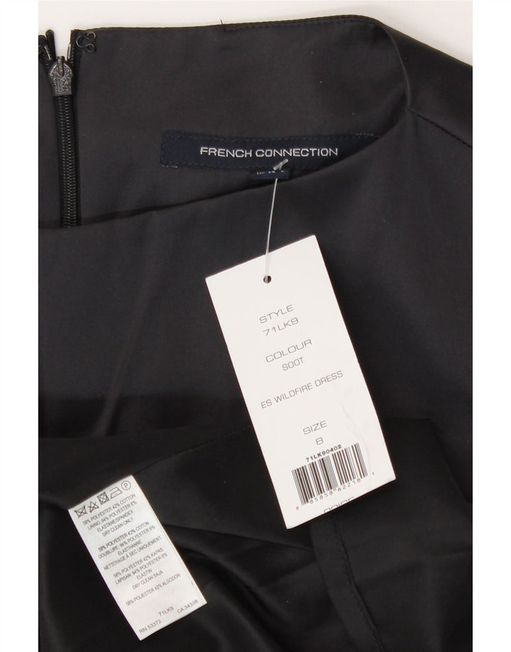 Vestido feminino French Connection sem mangas em linha A Reino Unido 8 pequeno poliéster preto