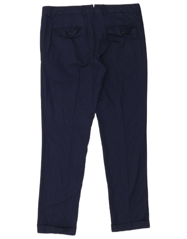 Zara Mens Slim Suit Calças EU 42 Grande W32 L31 Azul Marinho