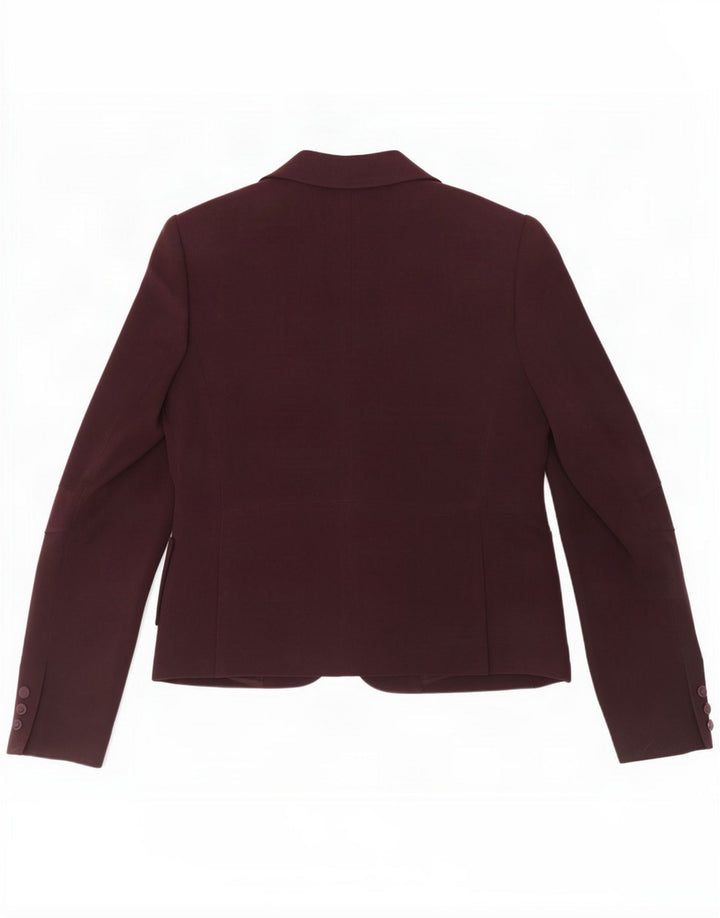 Jigsaw Womens 3 Button Blazer Jacket UK 10 Small Burgundy Wool