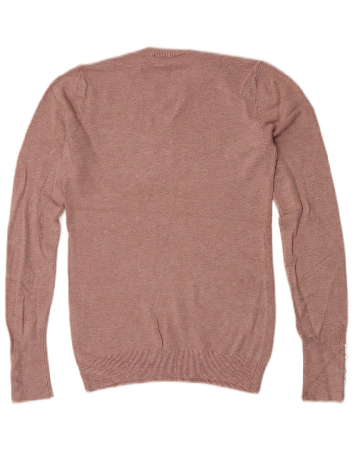 Suéter feminino Zara com gola redonda, Reino Unido 8 pequeno rosa