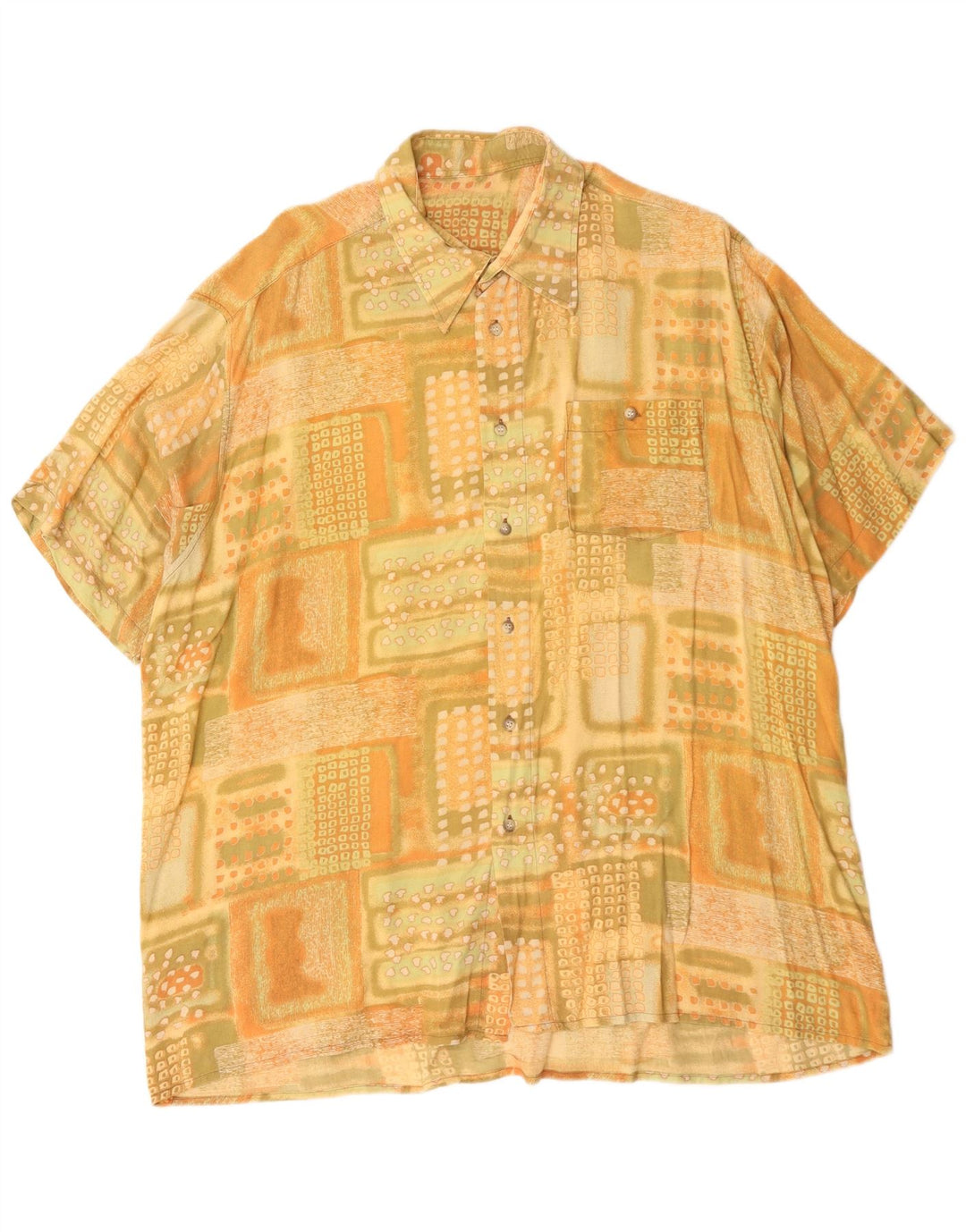 Camisa masculina vintage manga curta XL amarelo geométrico