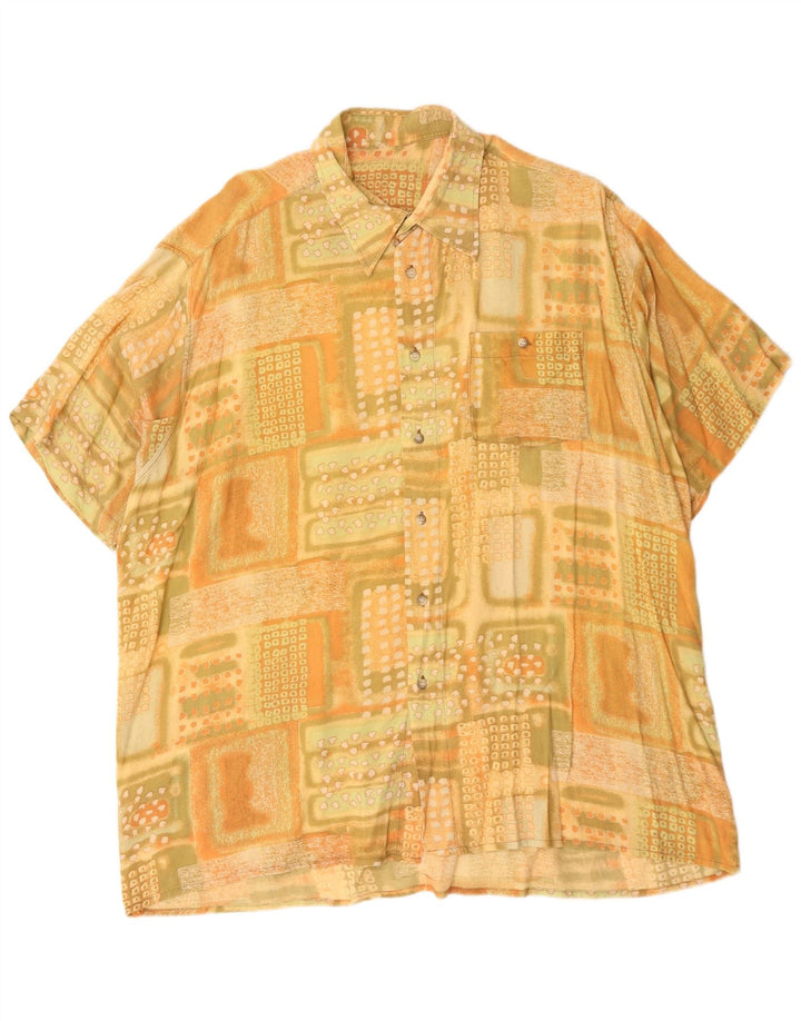 Camisa masculina vintage manga curta XL amarelo geométrico