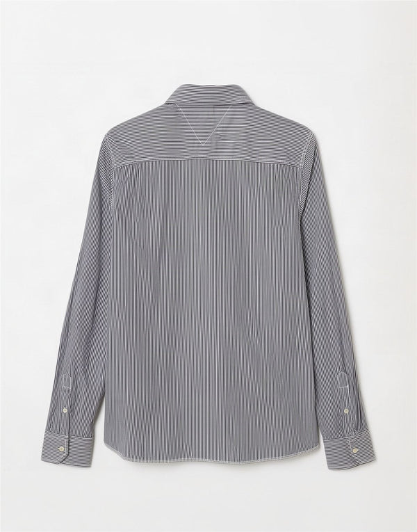 Camisa masculina Slim Fit Tommy Hilfiger 2XL algodão listrado cinza