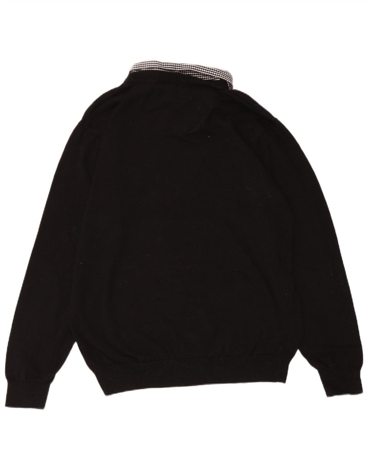 Suéter feminino PIERRE CARDIN com decote em V Reino Unido 18 XL algodão xadrez preto