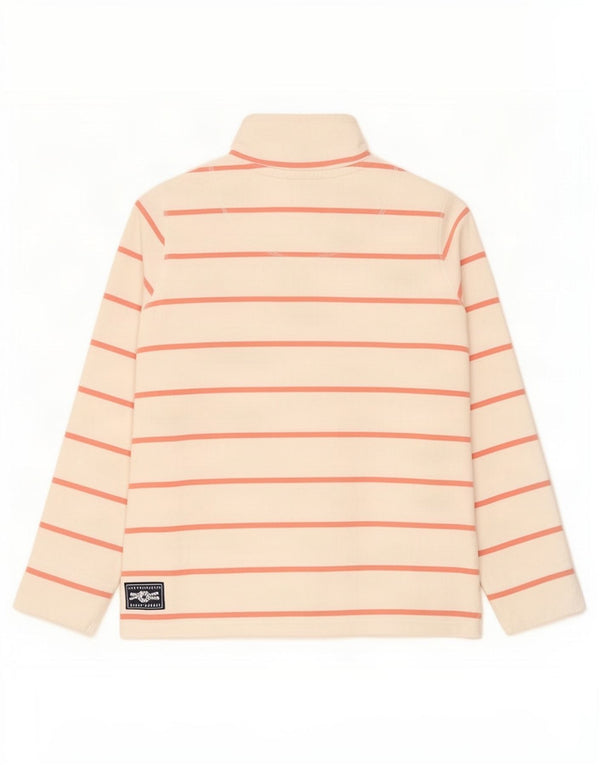 Suéter feminino Crew Clothing com gola e zíper UK 12 listrado branco médio