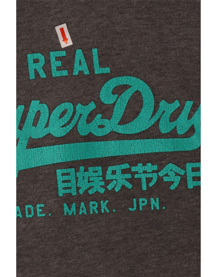 Jumper com capuz feminino SUPERDRY UK 10 pequeno algodão cinza