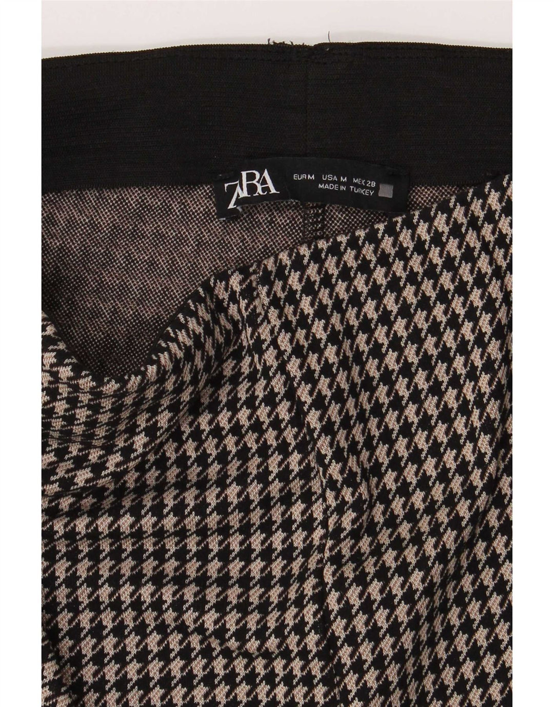 Zara Leggings Mulher UK 14 Médio Preto Houndstooth