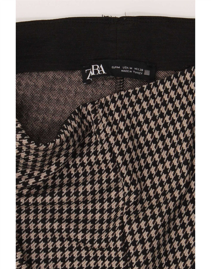 Zara Leggings Mulher UK 14 Médio Preto Houndstooth