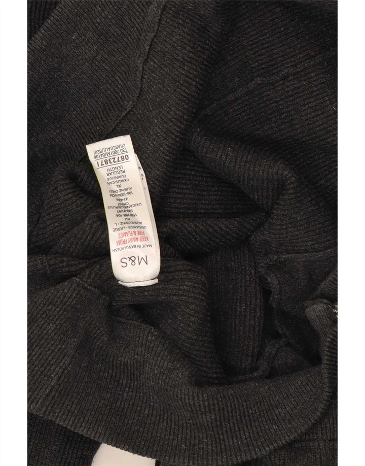 Suéter cardigã masculino Marks & Spencer grande poliéster cinza