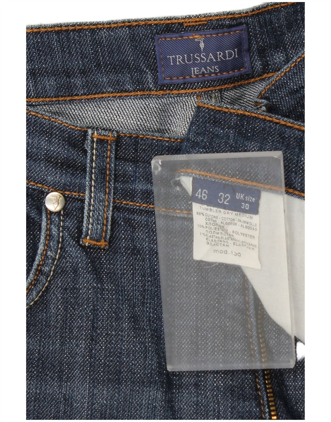 Jeans retos femininos TRUSSARDI W30 L31 algodão azul