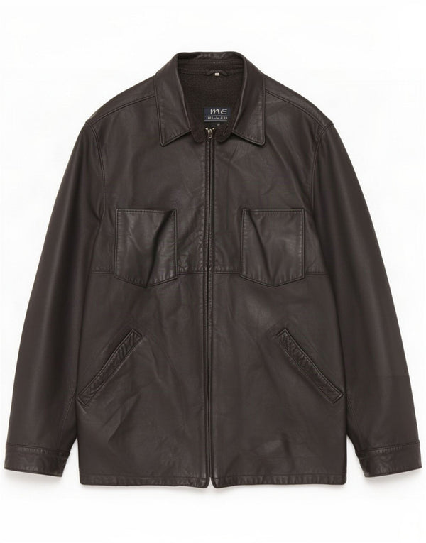 Martin Eden Mens Leather Jacket IT 52 XL Black