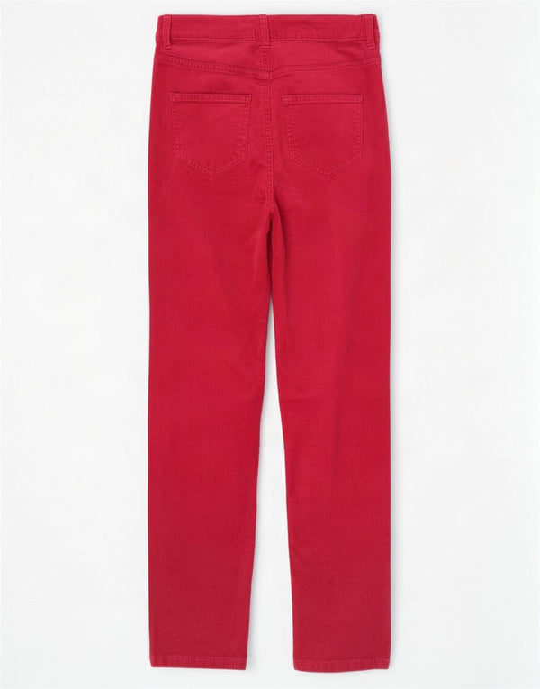 Calça feminina de veludo cotelê Marks & Spencer UK 10 pequena W28 L28 vermelha