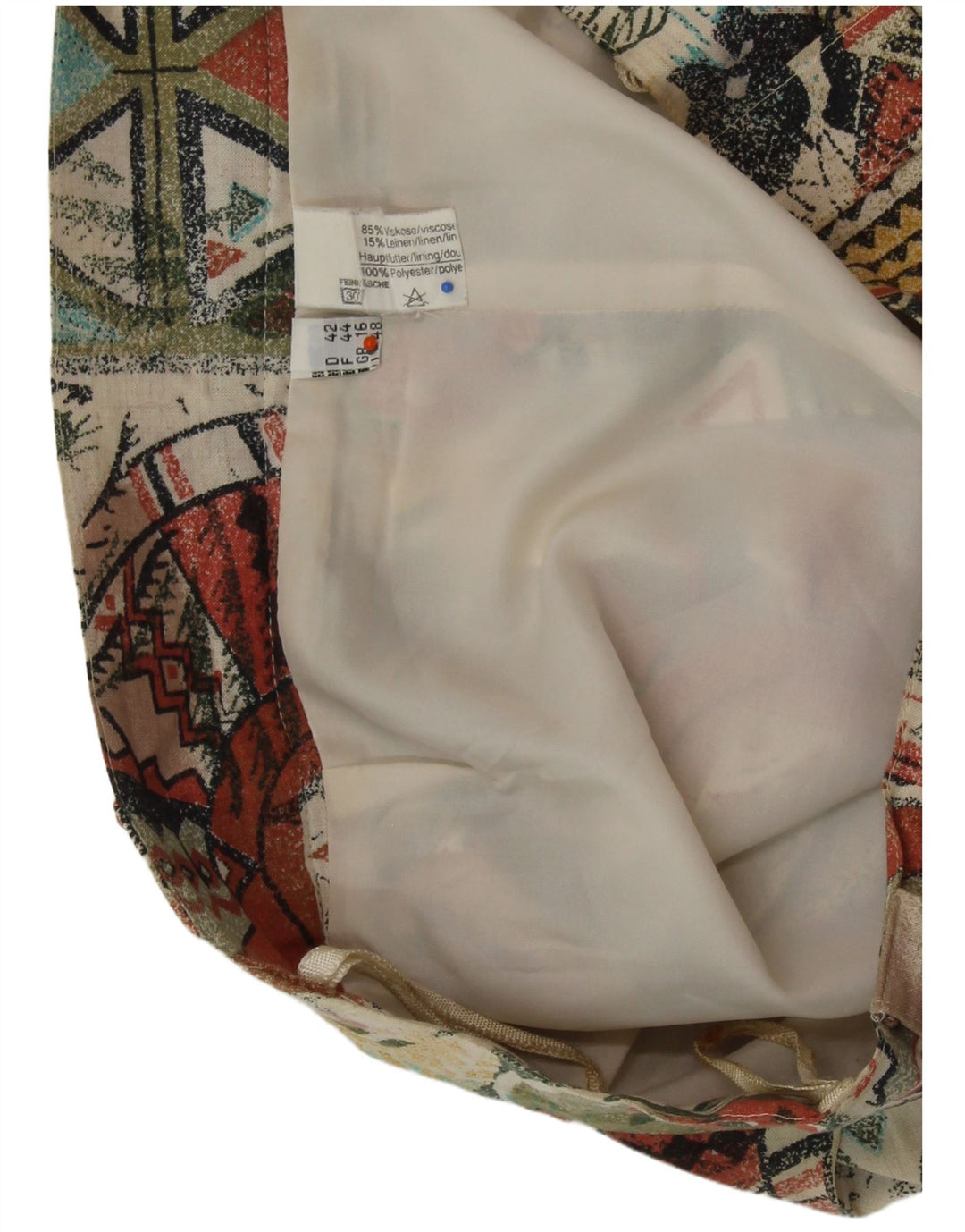 Saia plissada feminina VINTAGE UK 16 grande W32 multicolorida geométrica