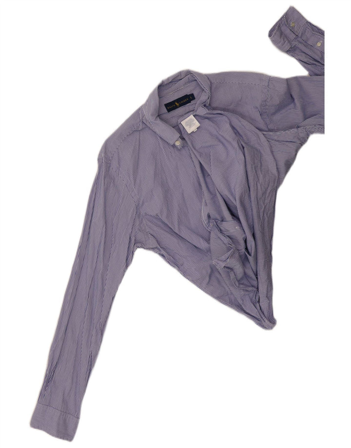 Camisa masculina Ralph Lauren grande algodão listrado azul
