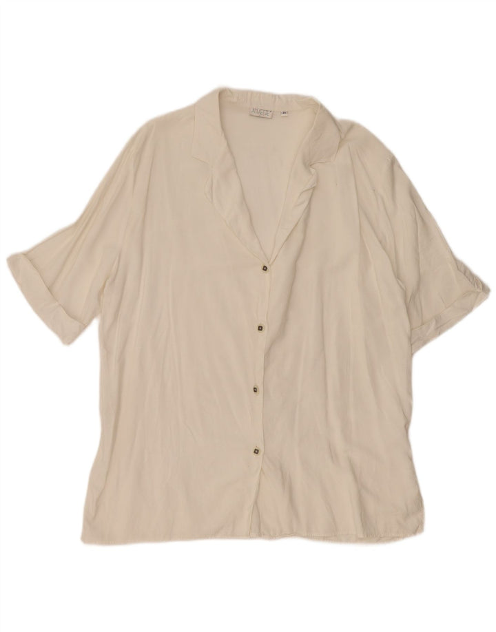 Blusa feminina vintage de manga curta UK 18 XL branca