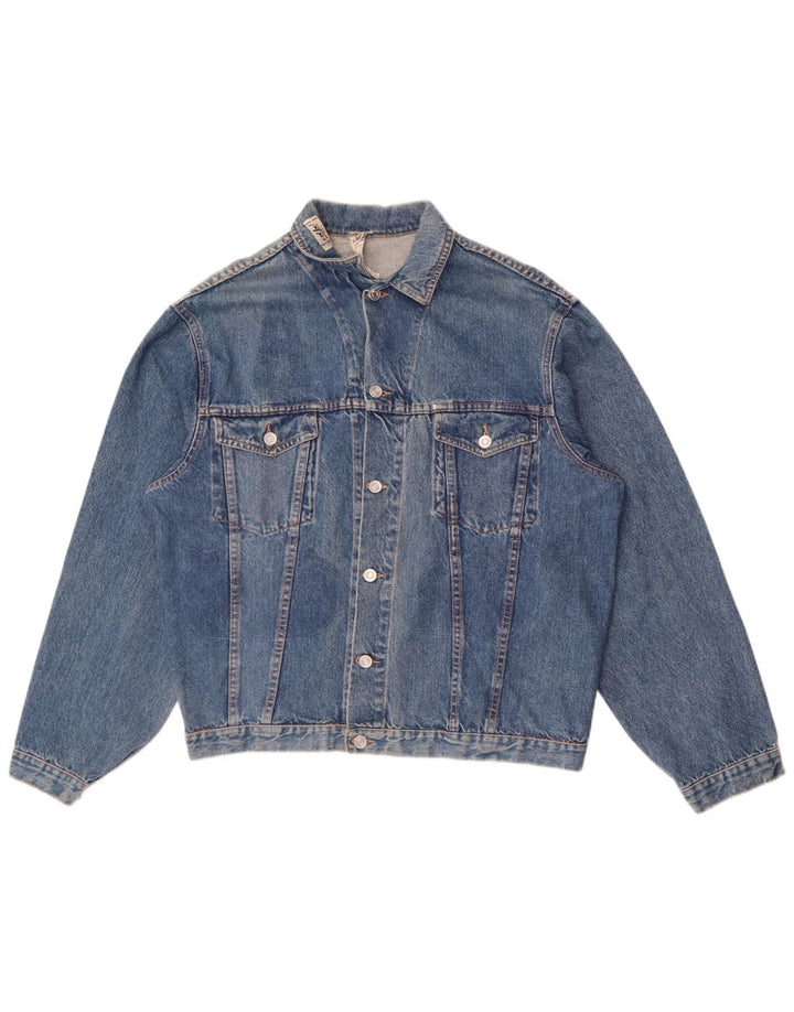 Jaqueta jeans masculina vintage UK 38 algodão azul médio