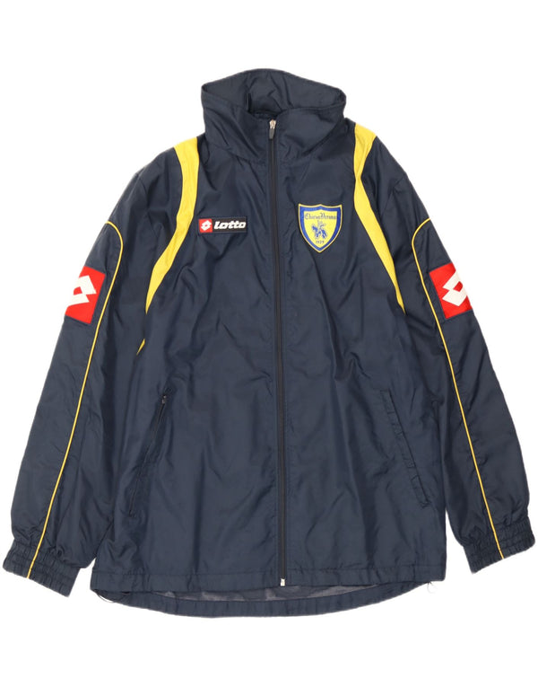 Jaqueta de chuva masculina com capuz Lotto UK 40 esportes grandes de poliéster azul marinho