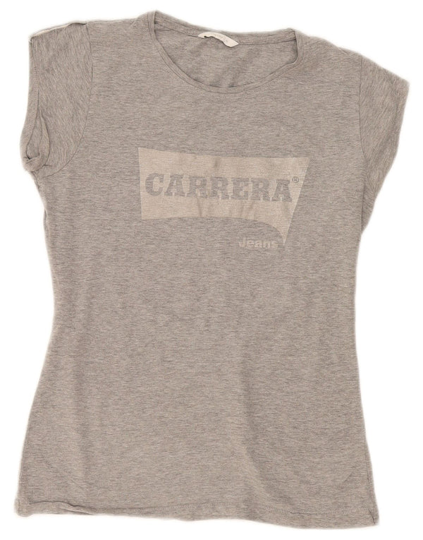 Camiseta feminina gráfica Carrera UK 12 cinza médio