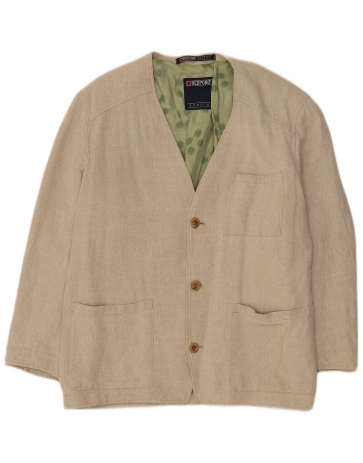 Jaqueta blazer masculina Redpoint com 3 botões IT 48 algodão espinha de peixe bege médio