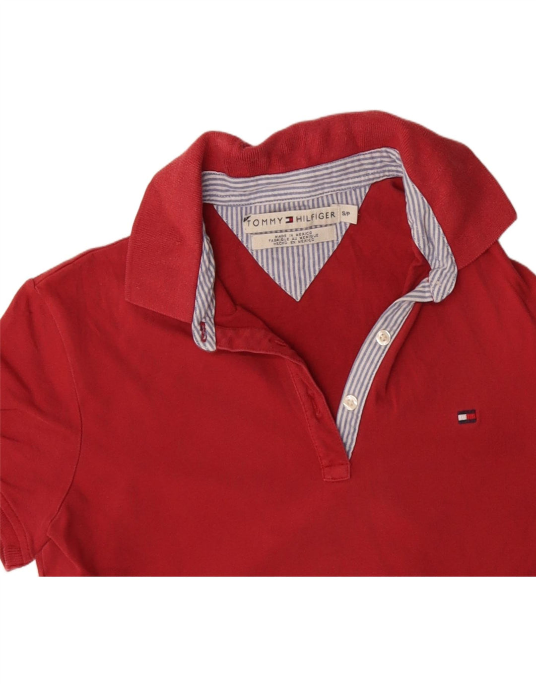 Camisa polo feminina TOMMY HILFIGER Reino Unido 10 pequeno algodão vermelho