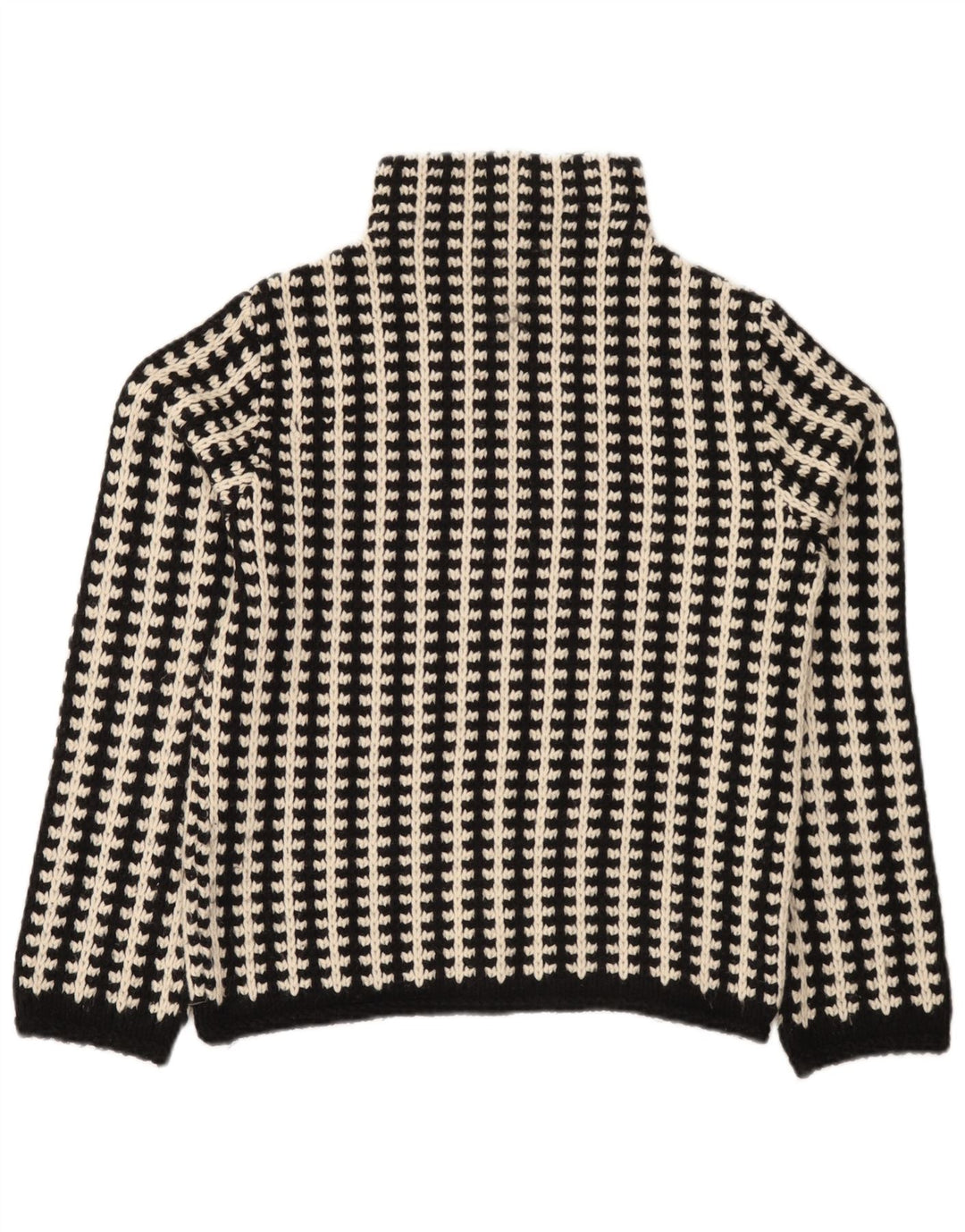 Suéter feminino vintage com gola tartaruga UE 38/40 listrado preto médio