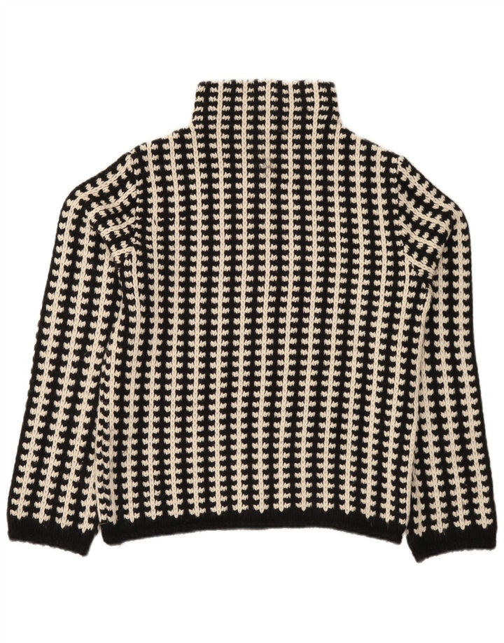 Suéter feminino vintage com gola tartaruga UE 38/40 listrado preto médio