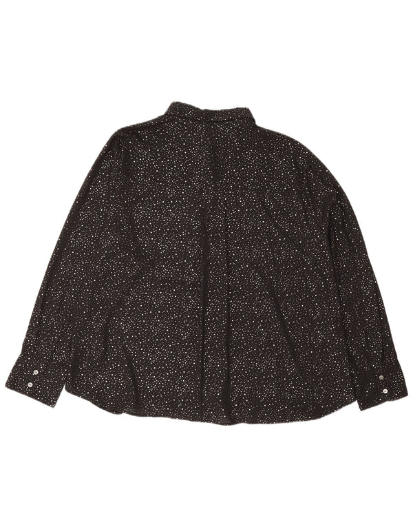 Blusa feminina Marks & Spencer grande tamanho Reino Unido 18 XL preta manchada