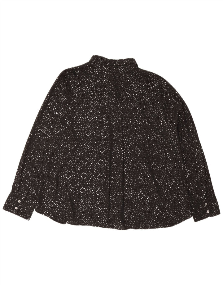 Blusa feminina Marks & Spencer grande tamanho Reino Unido 18 XL preta manchada