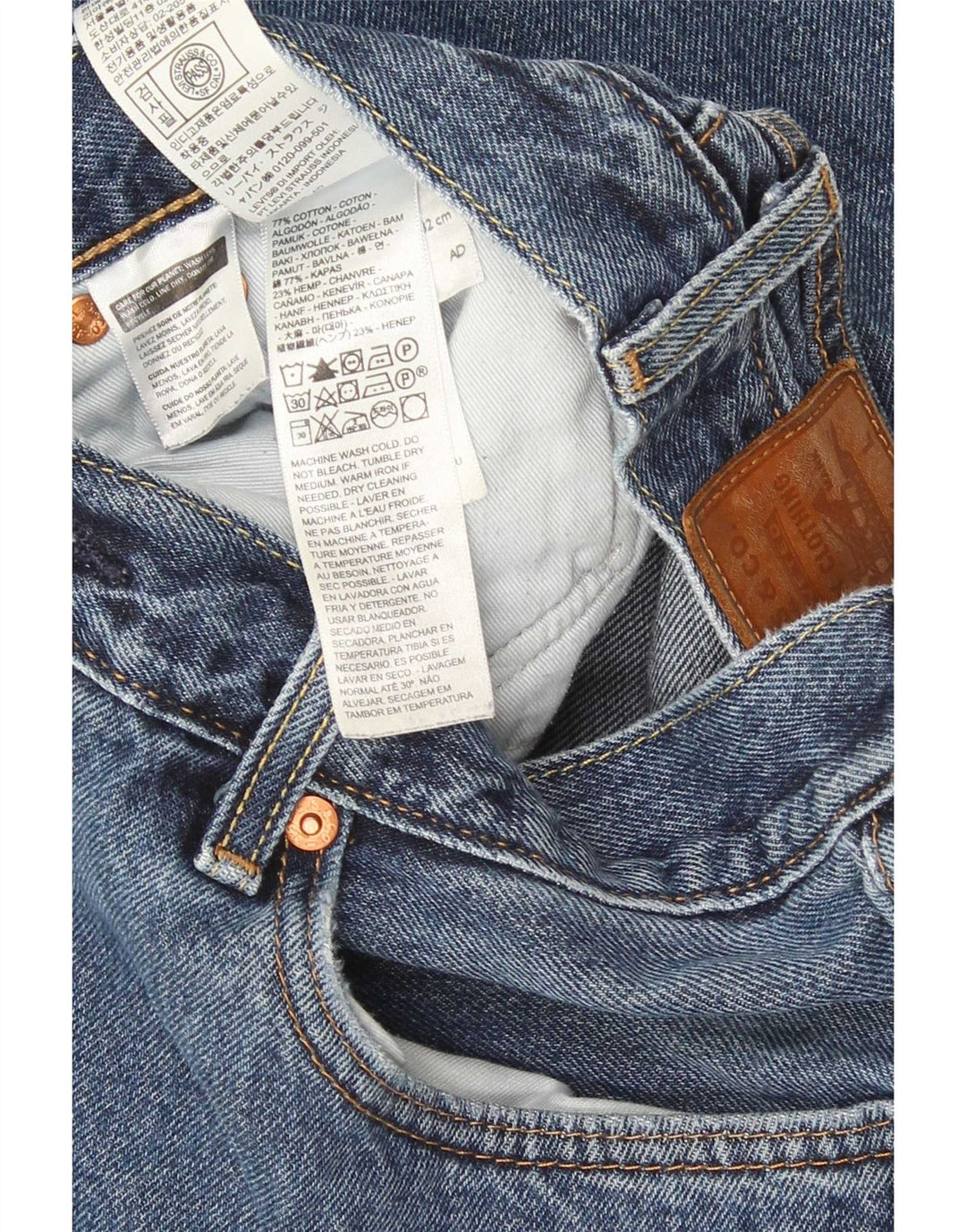 Calça jeans reta masculina Levi's W32 L32 azul algodão