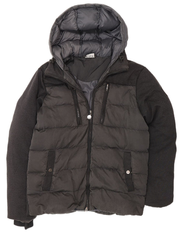 Jaqueta masculina acolchoada com capuz Emporio Armani UK 36 Small Grey Colourblock