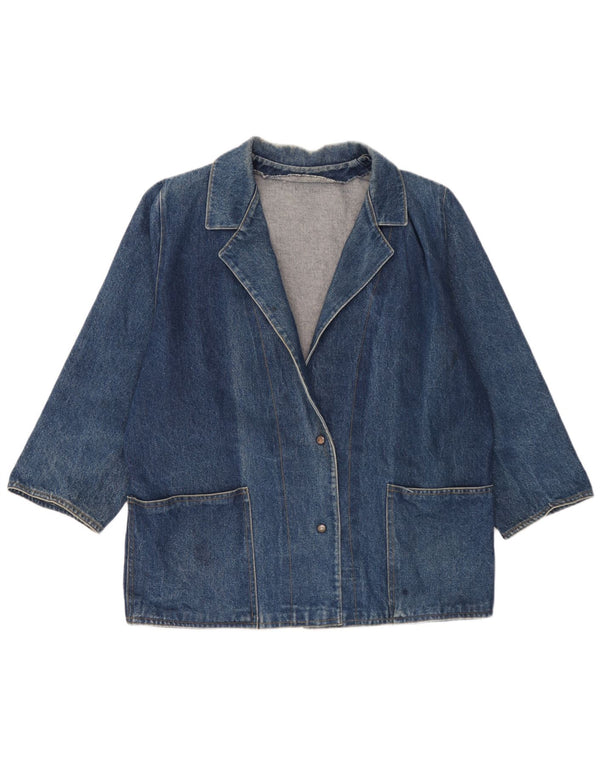 Jaqueta blazer jeans feminina vintage grande com 2 botões Reino Unido 18 XL azul