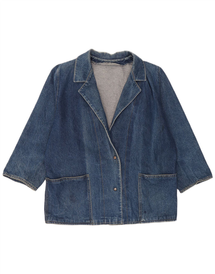 Jaqueta blazer jeans feminina vintage grande com 2 botões Reino Unido 18 XL azul